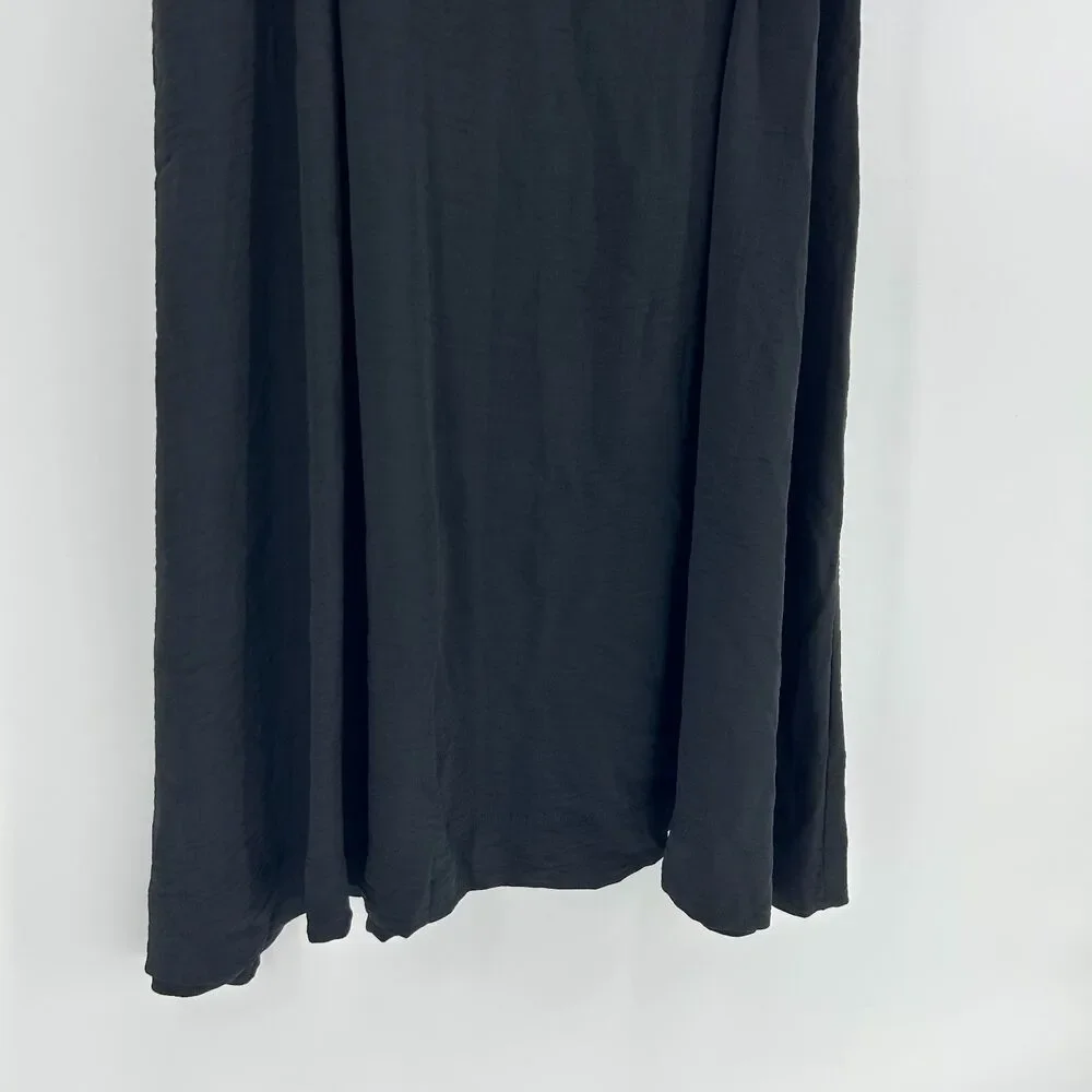 NWT Halara Maxi Skirt Women's L Flowy Casual Black Crinkle Fabric Lightweight